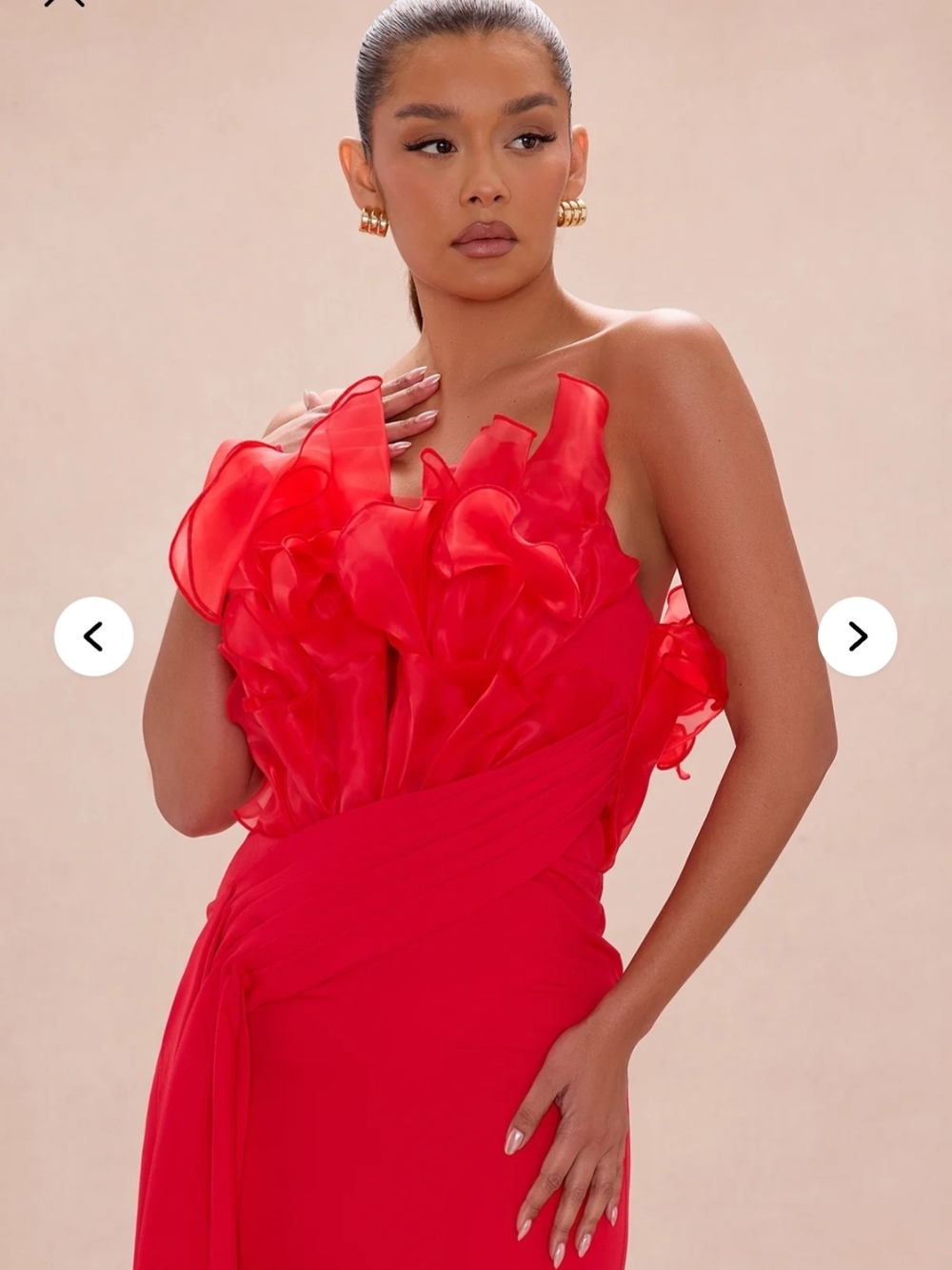 Fashion Nova-Karolyn Draped Ruffle Gown - Red